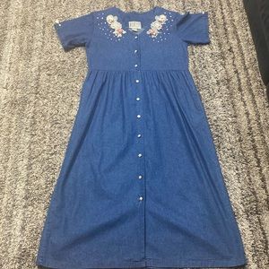Vintage miss and Mrs. grandma core cottage core denim maxi dress size medium